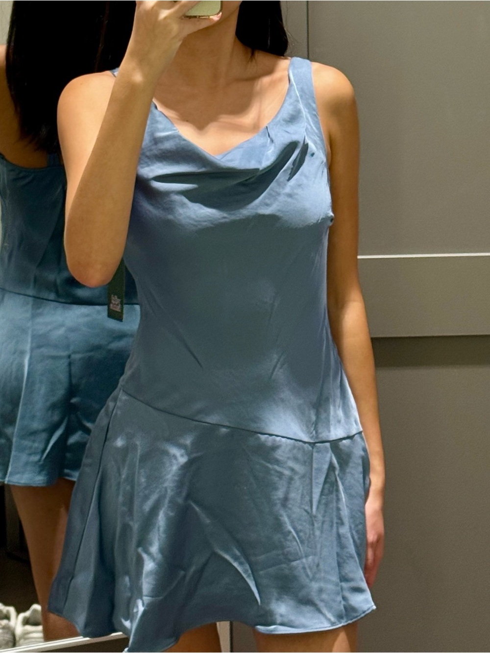 Wild Fable Blue Satin Cowl Neck Mini Dress